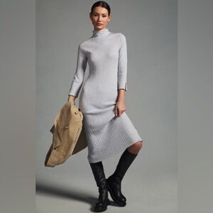 Daily Practice Anthropologie Textured Column Sweater Dress turtleneck gray small